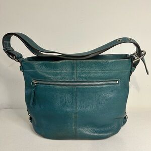 Coach Teal pebbled leather Duffle convertible shoulder crossbody bag. F15064